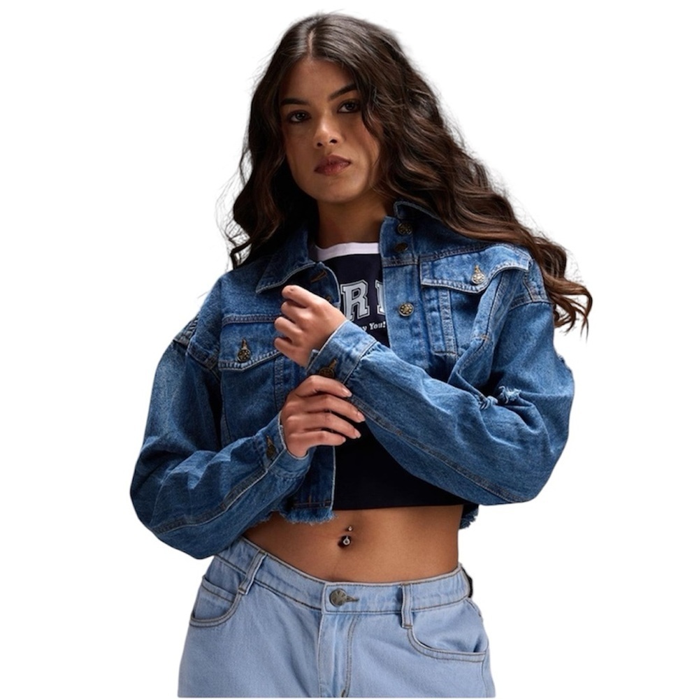 ❤️ FOREVER 21 Jean Cropped Jacket Size M